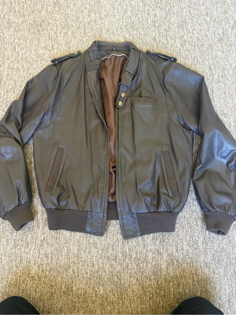 Members Only Mens Brown Leather Jacket